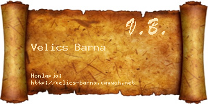 Velics Barna névjegykártya